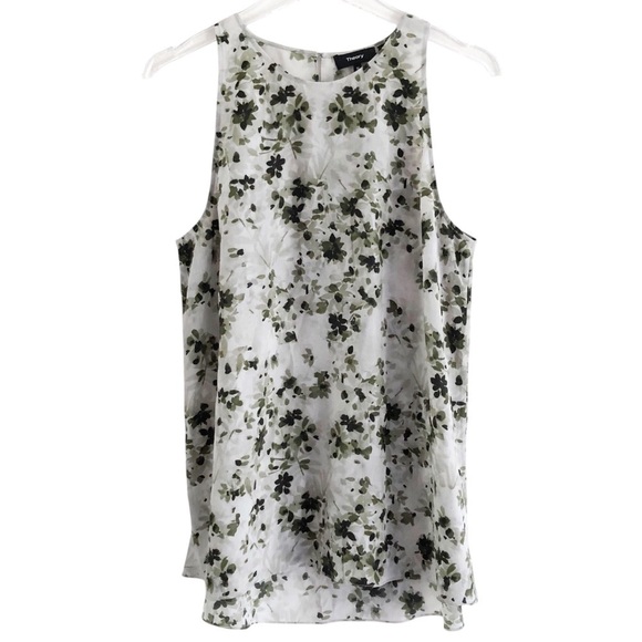 Theory Silk Sleeveless Kalstinn Top Spring Green Floral Size Medium - Picture 3 of 13